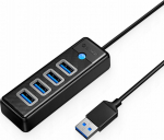 HUB USB Orico HUB 4-portowy USB-A 3.0 przew&oacute;d 0.15M - czarny