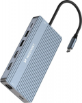 HUB USB Wozinsky 14w1 HUB do 3 monitors USB-A USB-C DisplayPort HDMI RJ45 SD TF mini jack - szary 14w1 HUB do 3 monitors USB-A USB-C DisplayPort HDMI RJ45 SD TF mini jack - szary