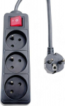 MicroConnect 3-way Power Strip on/off, switch French Type E, 1.5m