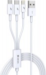 Kabel USB Devia USB-A - USB-C + microUSB + Lightning White (BRA007415)