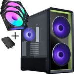 Lian Li LANCOOL 217 INF PC Case Bundle + 3x UNI FAN SL-INF 120 Reverse Blade Fans - Black