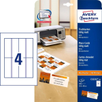 Name tag card AVERY Zweckform 110x40mm 185g with microperf. 25 sheets matt white