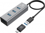 Graugear USB-HUB, 4 Ports, with. USB-C-Adapter