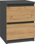 Topeshop M2 ANTRACYT/ARTISAN nightstand/bedside table 2 drawer(s) Anthracite, Oak, Wood