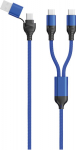 2GO USB / Type C Ladekabel DUO 2x USB-C Nylon 1.2m blue