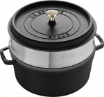 Staub La Cocotte 24cm round, with Steamer Insert, black
