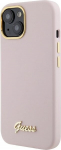 Guess Silicone Script Metal Logo & Frame Back Case for Apple iPhone 15