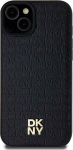 DKNY DKNY DKHMP15SPSHRPSK iPhone 15 / 14 / 13 6.1'' czarny/black hardcase Leather Pattern Metal Logo MagSafe