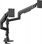Multibrackets M Deskmount Gas Spring Basic Dual Stacked Pole | VESA 75x75-100x100 | Max 9kg | Table clamp mount | Svart