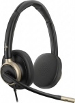 HP Poly Mission 825 - Mission 800 Series - headset - on the ear - wired - active noise erasure - USB-A, USB-C - svart - Certified for Microsoft Teams, Works With Chromebook Certified, Zoom certified, Google Meet-certified