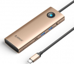 Orico USB-C 9w1 | 2x USB-A 3.0 | 1x USB-C 3.0 | 1x USB-C PD 100W | 1x HDMI 4K 60Hz | 1x microSD/SD | 1x RJ45 2.5G Ethernet | 1x Audio 3.5 mm - pink-gold