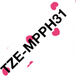 Kleepkirjalint Brother TZE-MPPH31 roosad s&uuml;damed valgel p&otilde;hjal, must tekst, laius 12mm