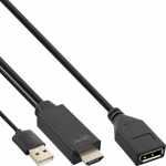 Kabel InLine HDMI - HDMI + USB-A 0.3m czarny (17168P)