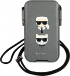 Karl Lagerfeld Torebka KLHCP12MOPHKCG 6.1" grey hardcase Saffiano Ikonik Karl&Choupette Head