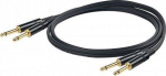 PROEL 2 x 6.3mm male - 2 x 6.3mm male, 3m. black