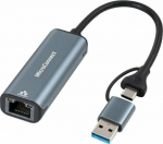 MicroConnect Premium USB-C / A to RJ45, network Gigabit Adapter