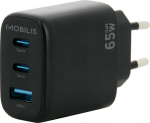 Mobilis Wall Charger - 65W - 2USB C + 1USB A - GaN