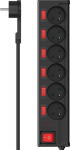 Hama 6 sockets, 1.4m, separate switch - Listwa zasilająca | HAMA | Overvoltage | 6 sockets | 1.4m | separate switch | czarna