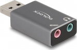 Delock - Adapter USB-A on headphone jack - USB male to mini-phone stereo 3.5 mm, Mono Mini connector female - Grau (66633)