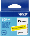 Kleepkirjalint Brother BTAG-631 kollane, must tekst, laius 12mm mudelitele PT-N10, N20, N25