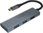 Akasa USB Typ C auf 4x USB Typ A - silber