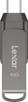 LEXAR JUMPDRIVE DUAL DRIVE D400 TYPE-C/TYPE-C & TYPE-A, UP TO 130MB/S READ (USB 3.1) 64GB