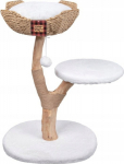 Feandrea Cat tree, be�that- bia�y, 89cm, on a wooden leg with a basket and a seat