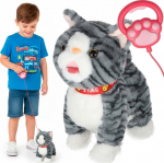 RoGer Interactive Walking Cat on Leash Grey