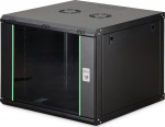 Digitus Cabinet Single-section wall-mounted network cabinet Dynamic 19'' 9U, 600x600, glass door, czarny, unassembled, 60kg