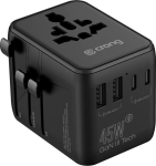 Crong World Travel Adapter GaN 45W UK/EU/US/AU czarny