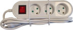 Mercodan Power strip with 3 outlets, earthed, with switch, 3.0m