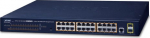 Planet IPv4, 24-Port Managed 802.3at POE+ Gigabit Ethernet Switch + 2-Port 100/1000X SFP (300W PoE Budget, 250m Extend mode, supports ERPS Ring, MQTT and cybersecurity features)
