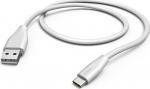 USB-kaabel USB-C Hama Charging/Data Cable 1.5m (USB-A -> USB-C) white/valge, USB2.0, max 480Mbps 3A
