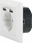 Digitus Safety socket for flush mounting with 2 USB ports | DA-70613