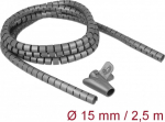 Delock Spiral Hose with Pull-in Tool 2.5 m x 15 mm grey