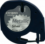 DYMO LetraTag-Band, plastic 12mm x 4m schwarz->silvermetal