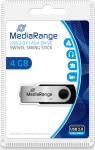 MediaRange USB-Stick 4GB Flash Drive silber swivel swing