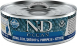 Farmina N&D cat Ocean Tuna, Cod, Shrimp & Pumpkin kitten Tuna, salmon Food for Kittens