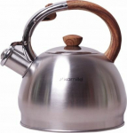 Kamille Steel kettle with a whistle and an imitation wood handle 2.0L