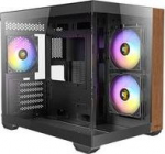 Antec CX600M Wood PC Geh&auml;use, Mini Tower, Micro-ATX, Tempered Glass - schwarz, Holz