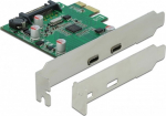 Delock PCIe x1 Card (2x USB Type-C USB3.2 Gen1) including low-profile slot bracket