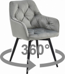 Leobert Krzesło JORK360 - silver gray velvet / black legs x 1