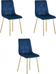 Leobert LIBRA dining chair, navy blue velvet, on gold legs x3