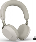 Jabra Evolve3 75 UC - Headset - on the ear - Bluetooth - wireless - active noise erasure - USB-C via Bluetooth adapter - warm grey - UC-certified, Zoom certified, Google Meet-certified