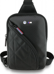 BMW Carbon Pockets & Metal Logo 10" Crossbody Tablet Bag Black