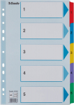 Registrilehed 1-5 v&auml;rviliste numbritega, kartong, Esselte