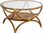 Atmosphera FARAH coffee table, rattan, Glass blat, &Oslash; 90 cm