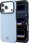 Mercedes-Benz Mercedes Leather Semi Wrap Wood Effect MagSafe for iPhone 18 Pro / 17 Pro / blue