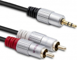 Qoltec Cable 2xRCA / Mini Jack 3.5mm | 2m | czarny