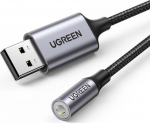 Kabel USB Ugreen USB-A - mini Jack 3.5 mm Czarno-srebrny (30757)